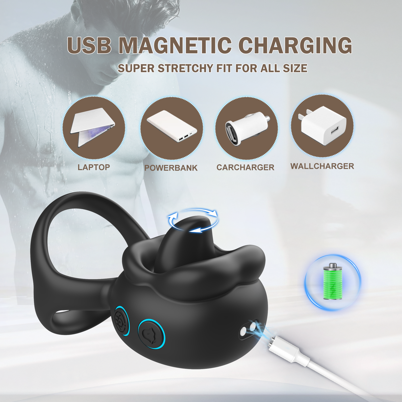 Multi-mode massager Skin-Friendly Dual Ring Body Massager | Rechargeable