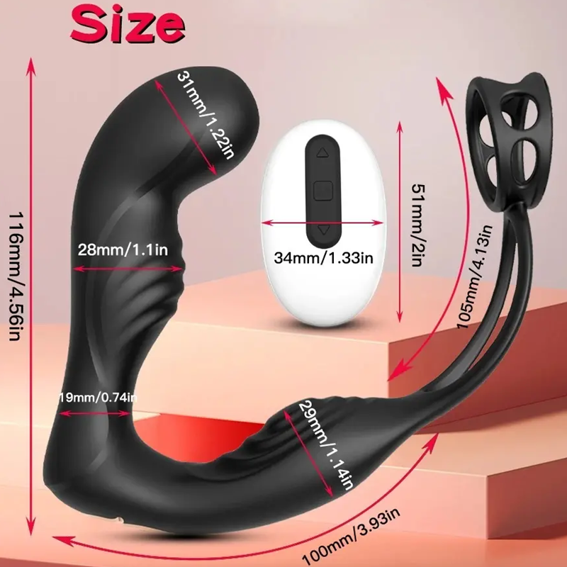 Male Prostate Massage Vibrator Double Ring Anal silicone-mens-prostate-stimulation-toy