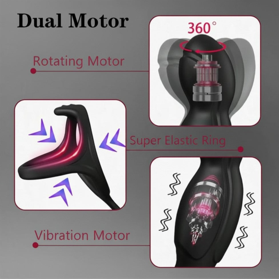 Remote control 360° rocking vibration male prostate massager