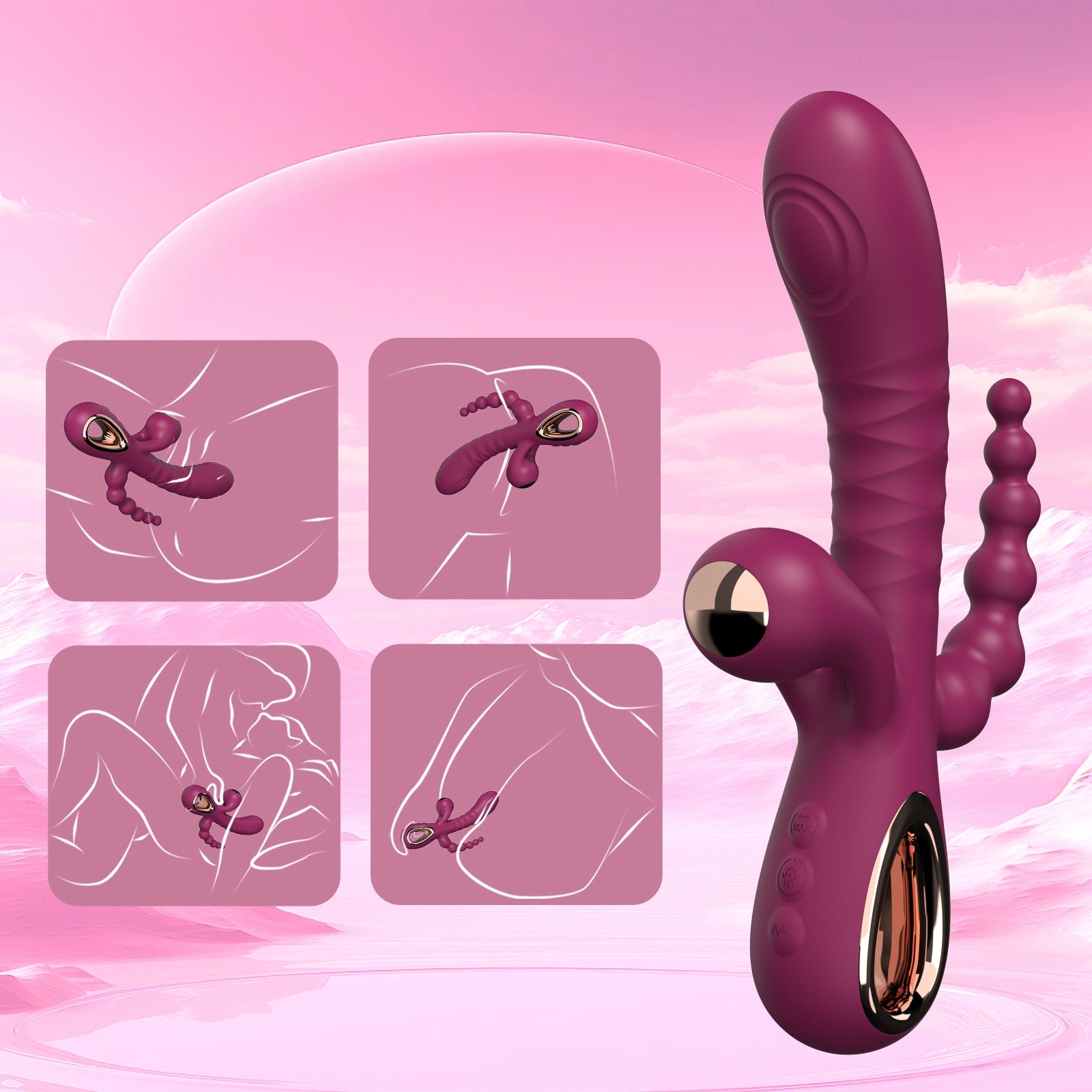Self Care Essential 3-in-1 Dual-Ended Silicone Personal Massager with Pull Ring