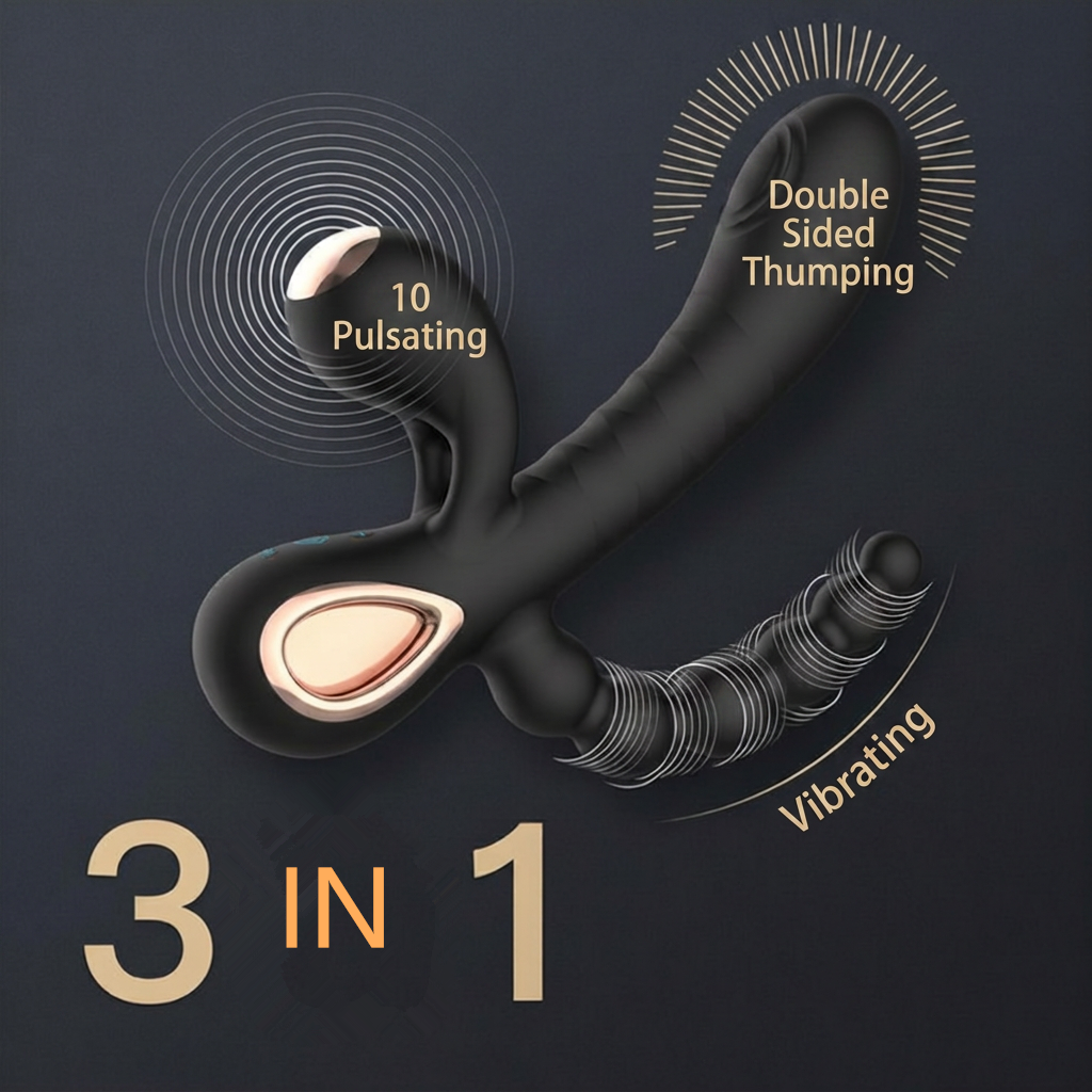 Self Care Essential 3-in-1 Dual-Ended Silicone Personal Massager with Pull Ring