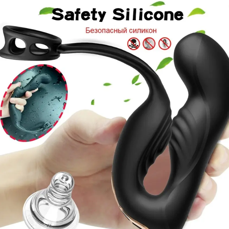 Male Prostate Massage Vibrator Double Ring Anal silicone-mens-prostate-stimulation-toy