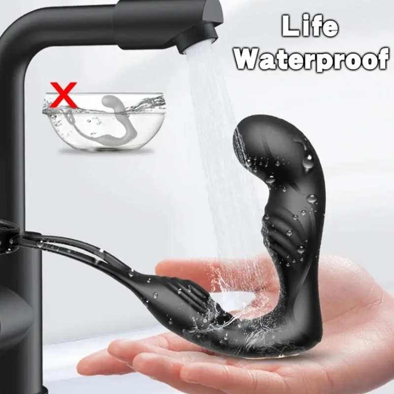 Male Prostate Massage Vibrator Double Ring Anal silicone-mens-prostate-stimulation-toy