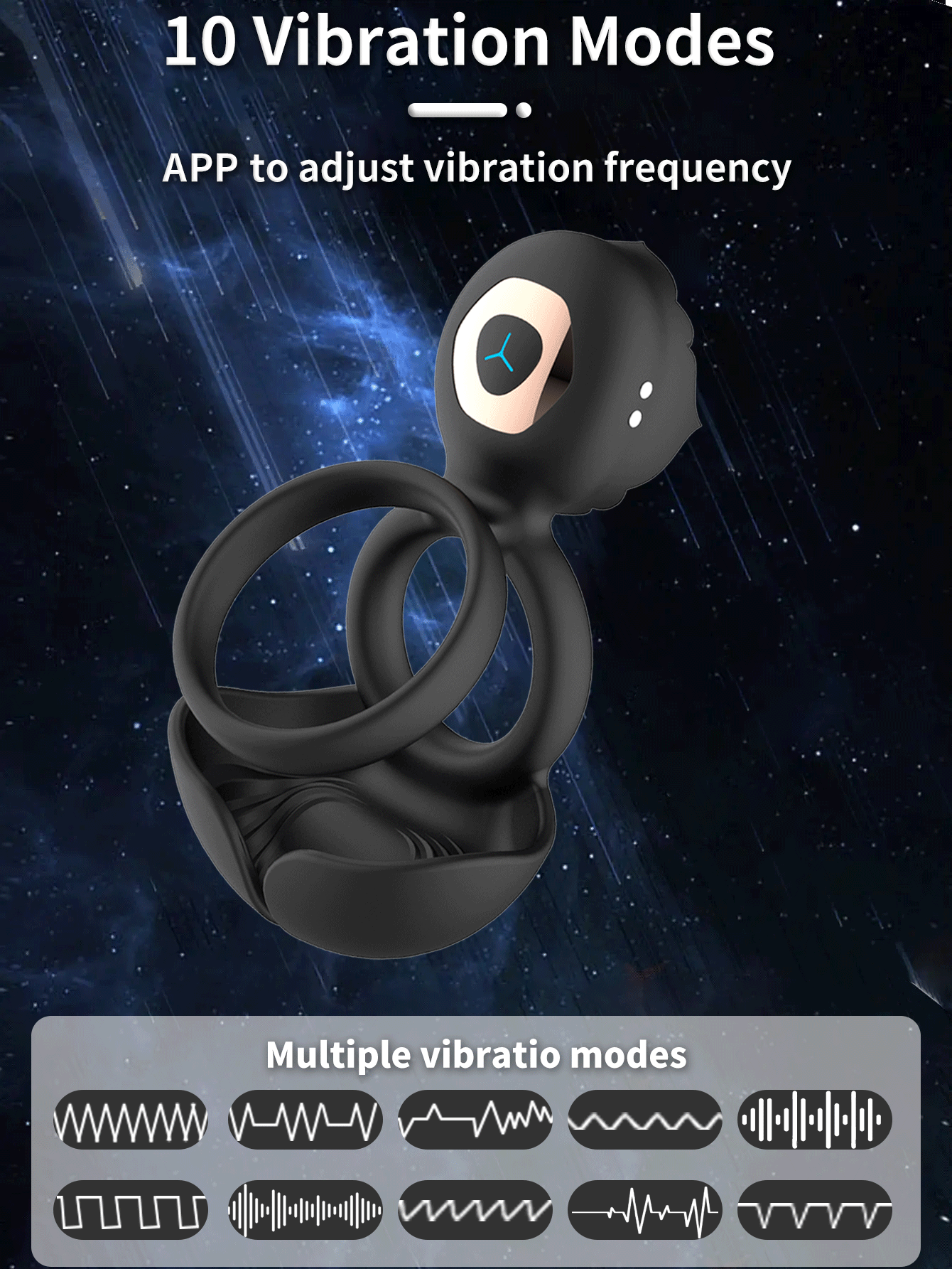 Double Ring Rose Stimulator Rechargeable Silicone Vibrating Cockring